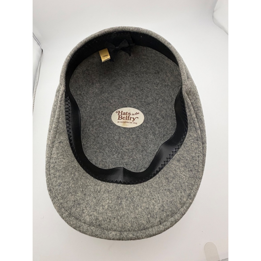 Hats in the Belfry Mens Gray 100% Wool Flat Cap Ivy Driving Hat Large USA Made - Picture 5 of 6